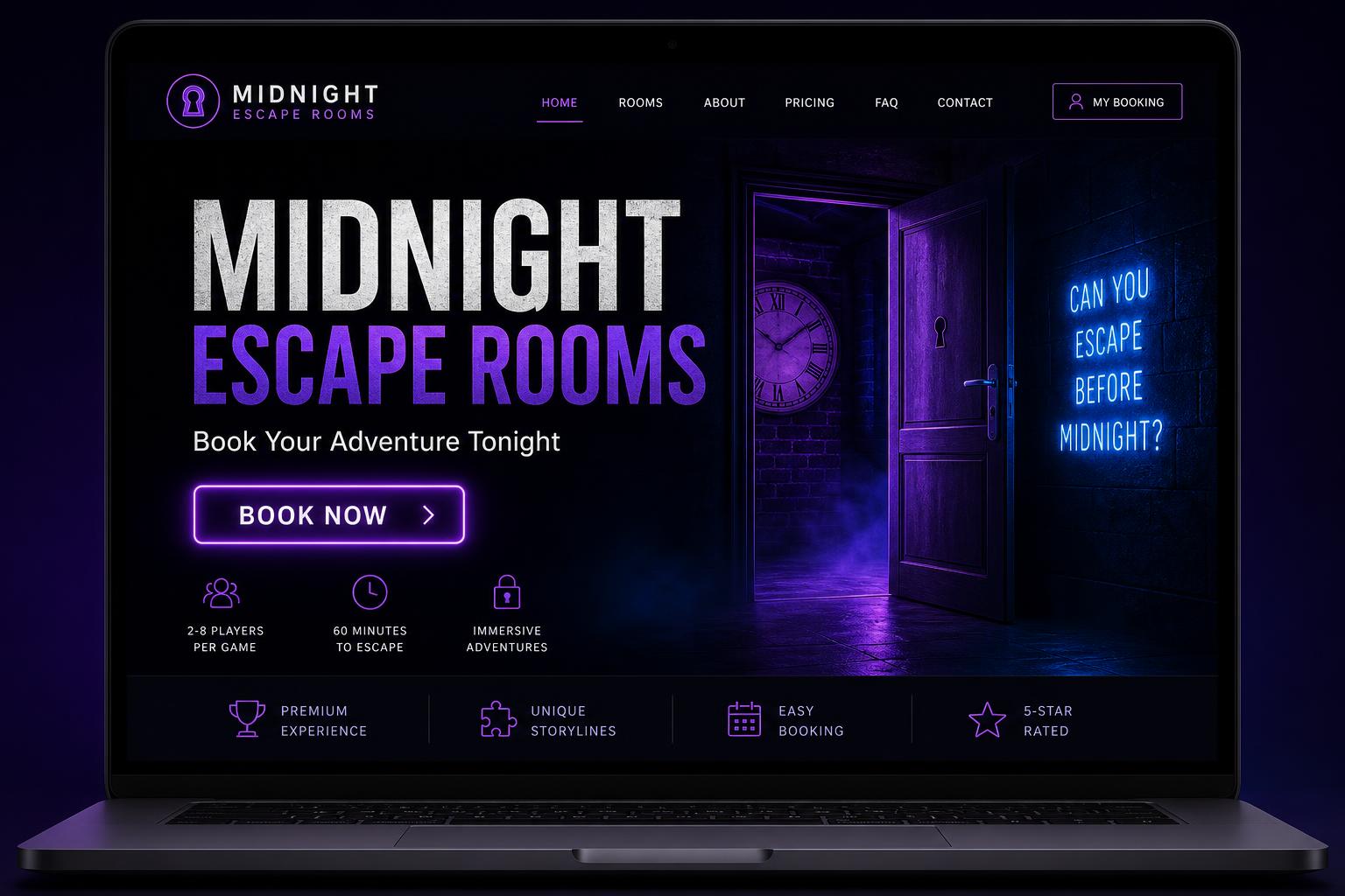 Midnight Escape Rooms website preview